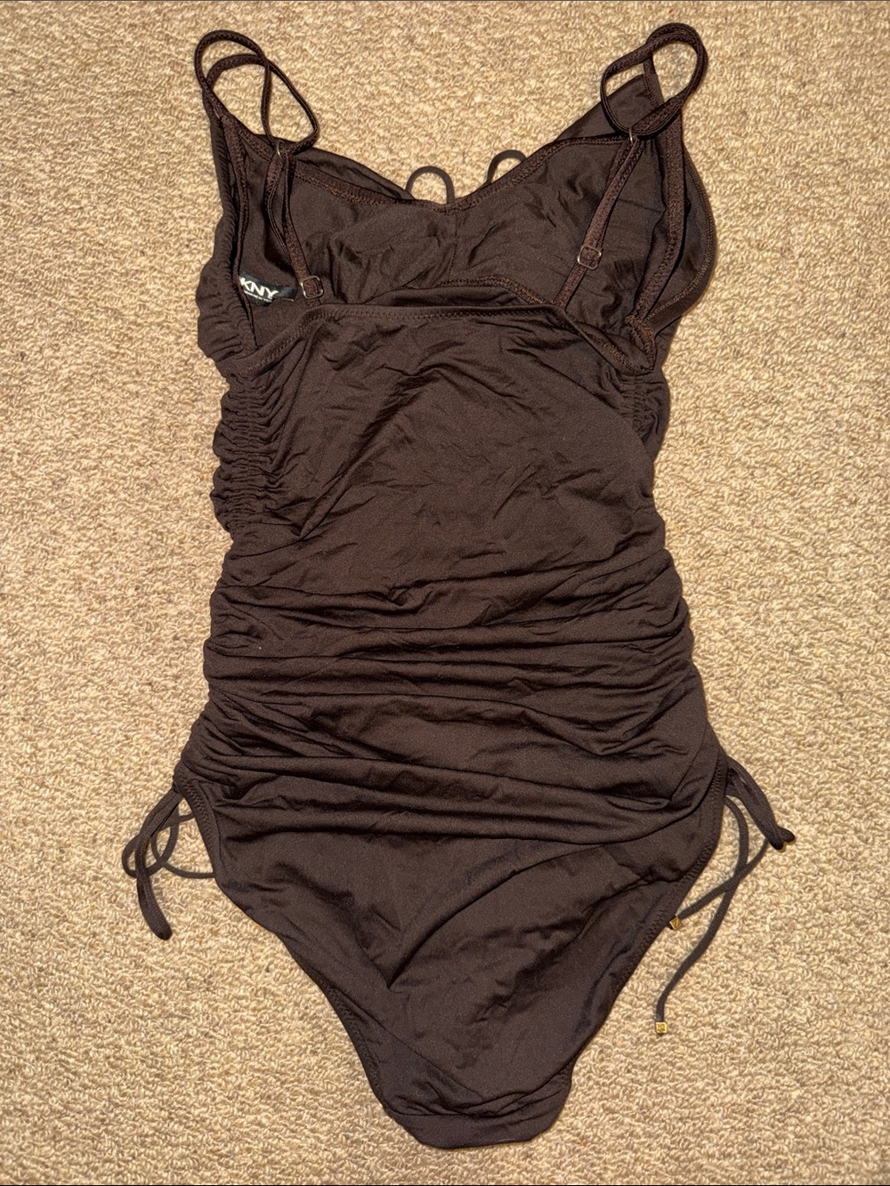 DKNY Brown Ruched One-Piece Swimsuit M - Picture 3 of 3